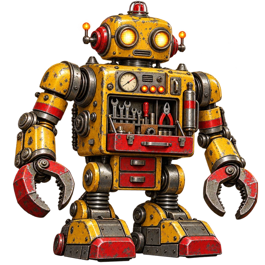 Byggrobot – gul – tryckmotiv