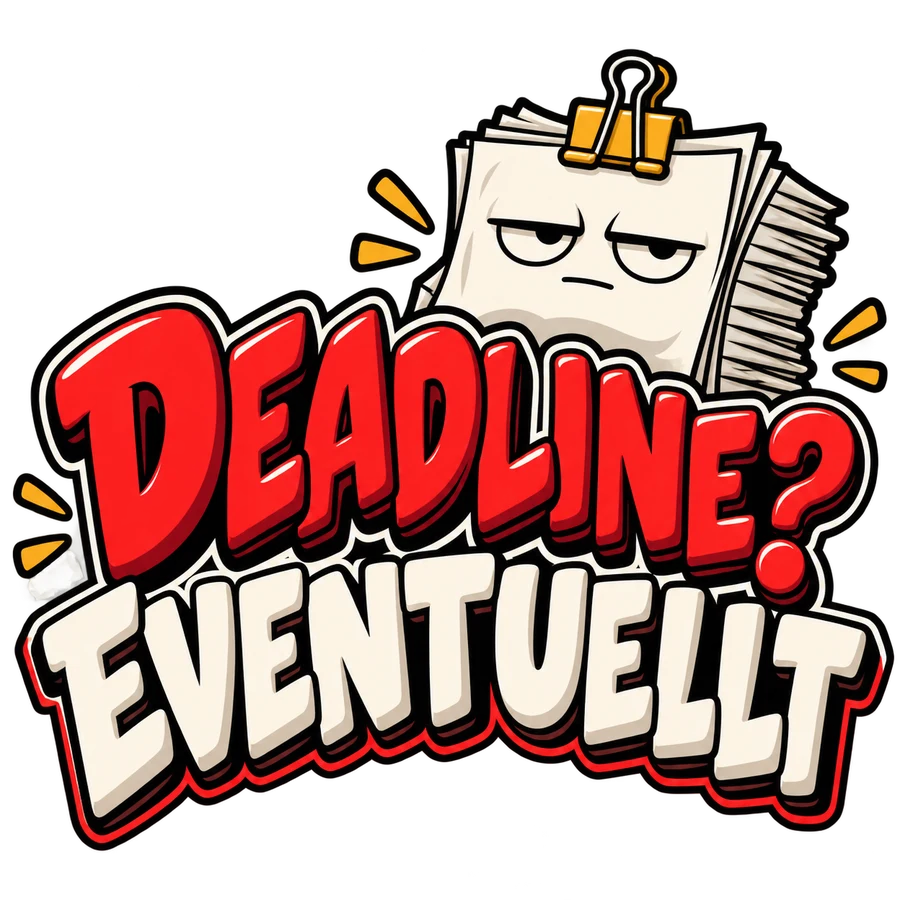 Deadline? eventuellt – tryckmotiv