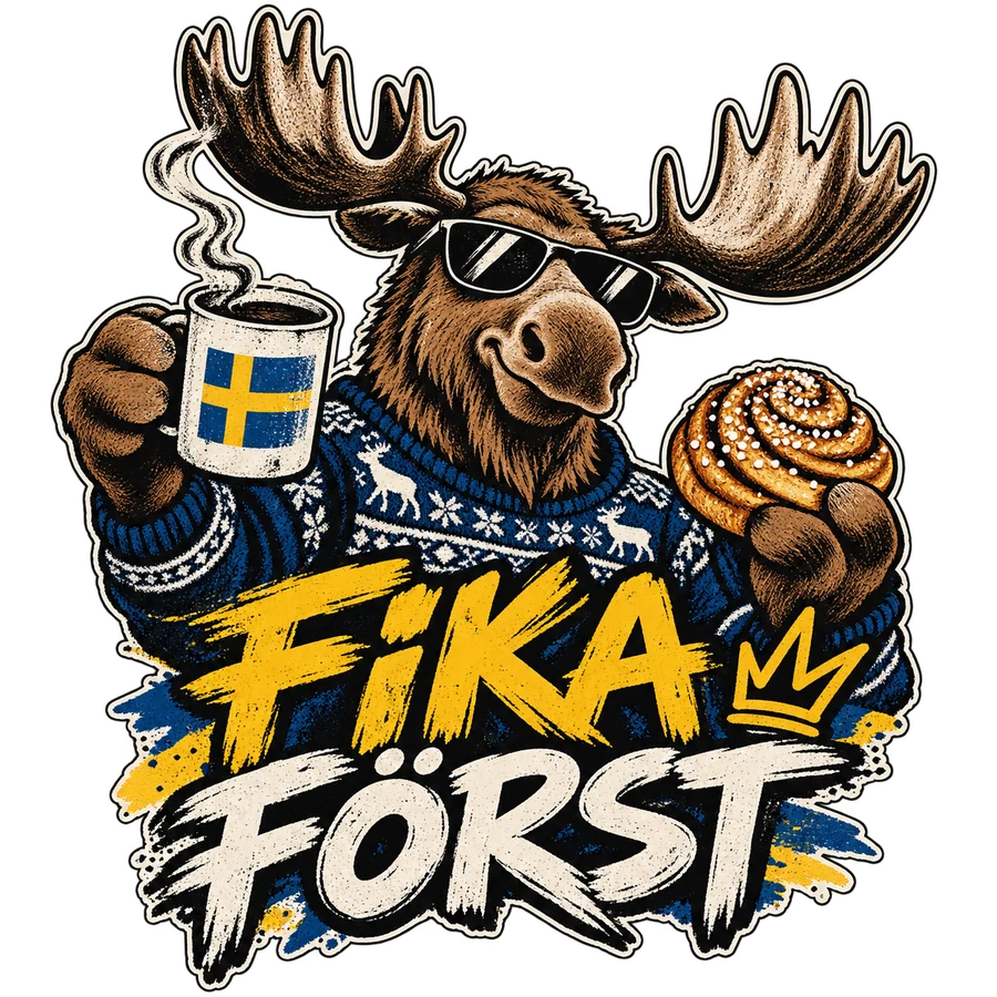 Fika först – tryckmotiv