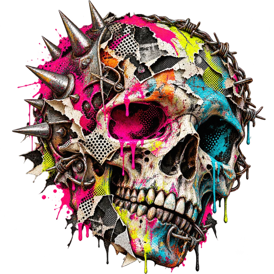 Grunge-dödskalle – tryckmotiv