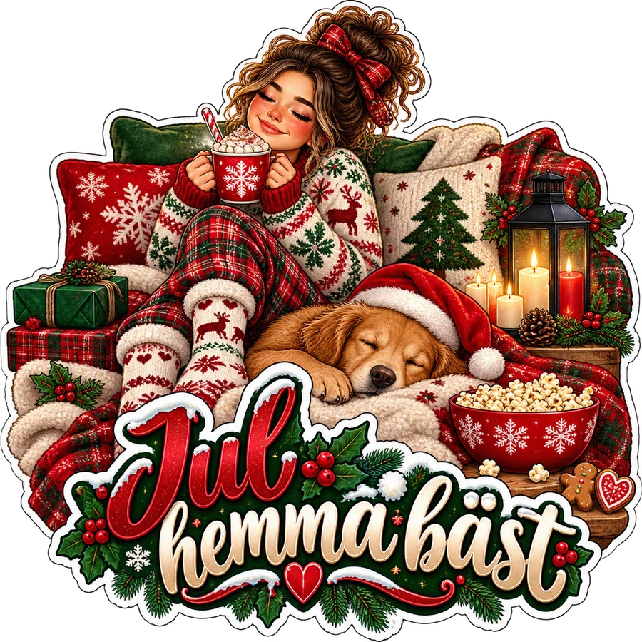 Jul hemma bäst – klistermärke – tryckmotiv