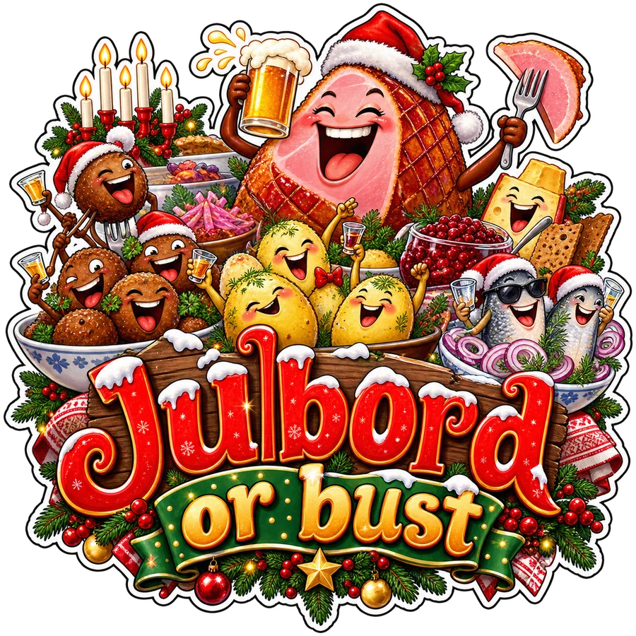 Julbord or bust – tryckmotiv