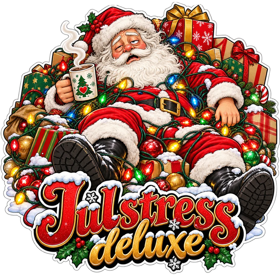 Julstress deluxe – klistermärke – tryckmotiv