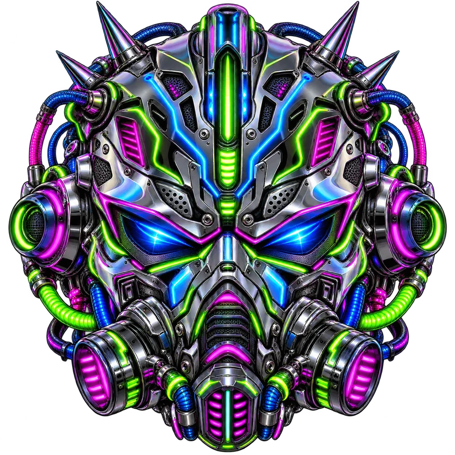 Neon gasmask – tryckmotiv