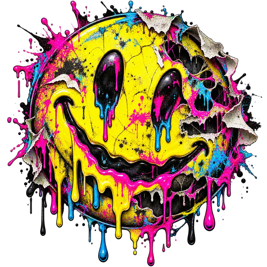 Neon smiley – tryckmotiv