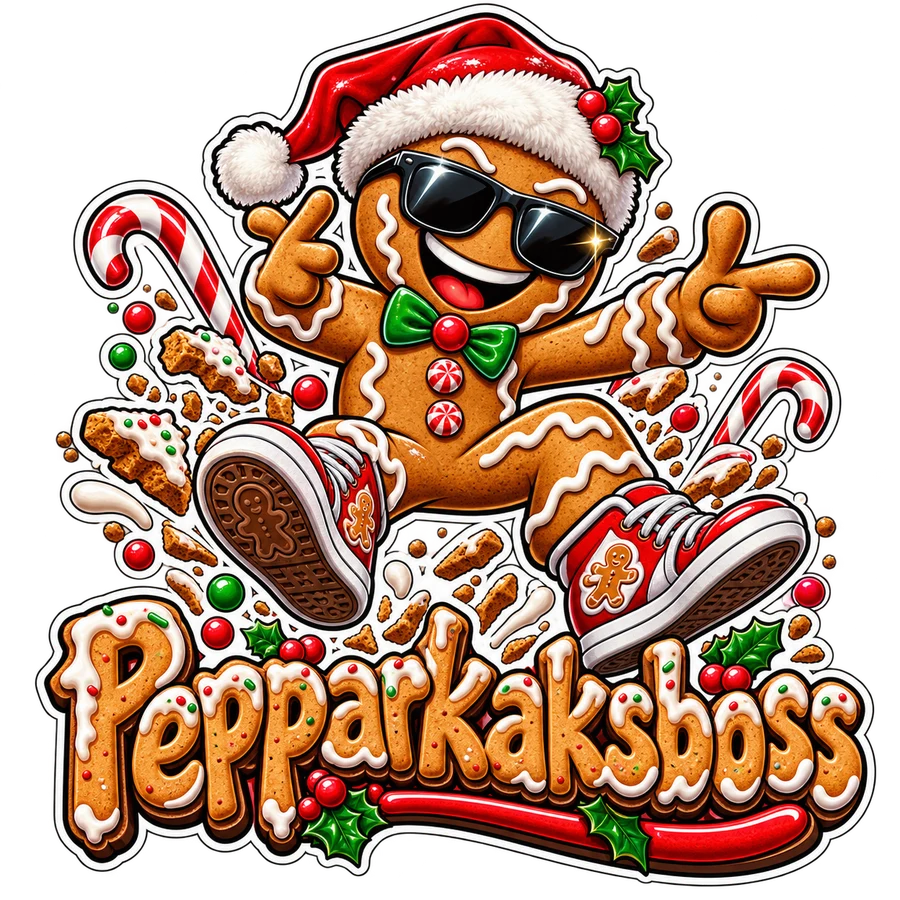 Pepparkaksboss – klistermärke – tryckmotiv