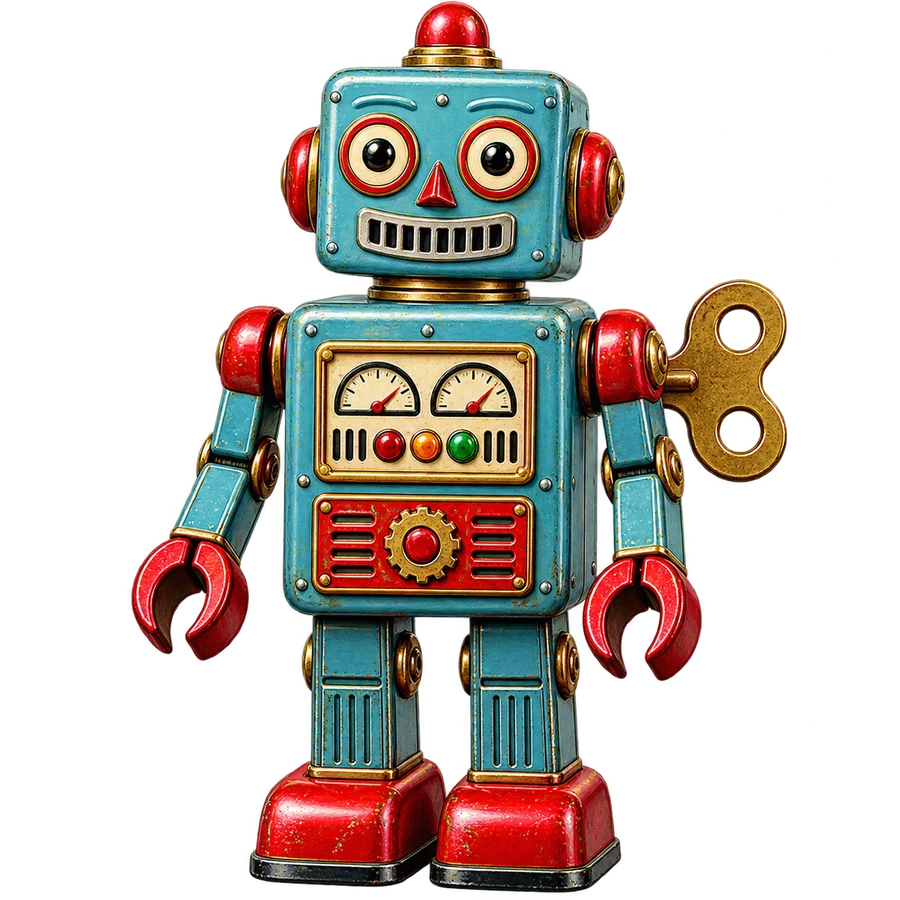 Retro plåtrobot – tryckmotiv