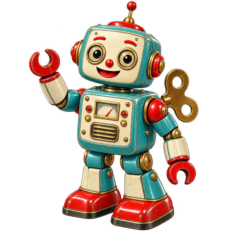 Retro robot – vänlig – tryckmotiv