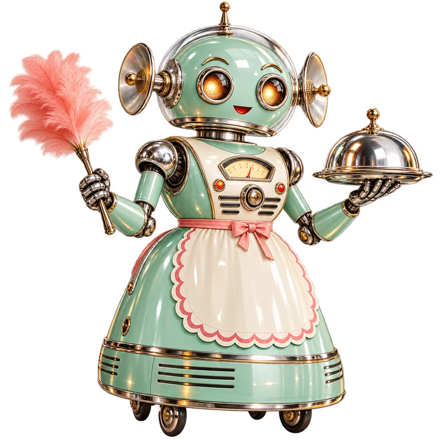 Robot med dammvippa – tryckmotiv