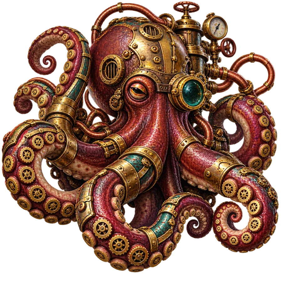 Steampunkbläckfisk – tryckmotiv