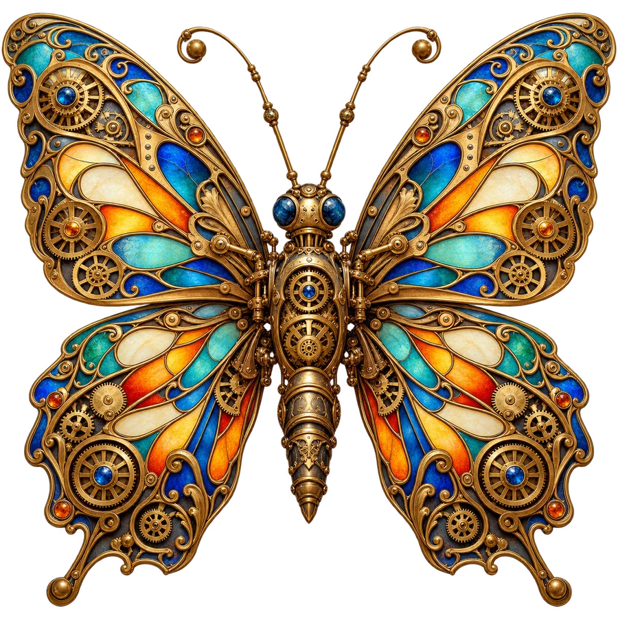 Steampunkfjäril – tryckmotiv