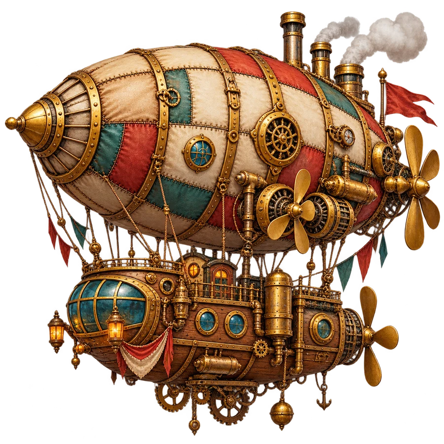 Steampunkluftskepp – tryckmotiv
