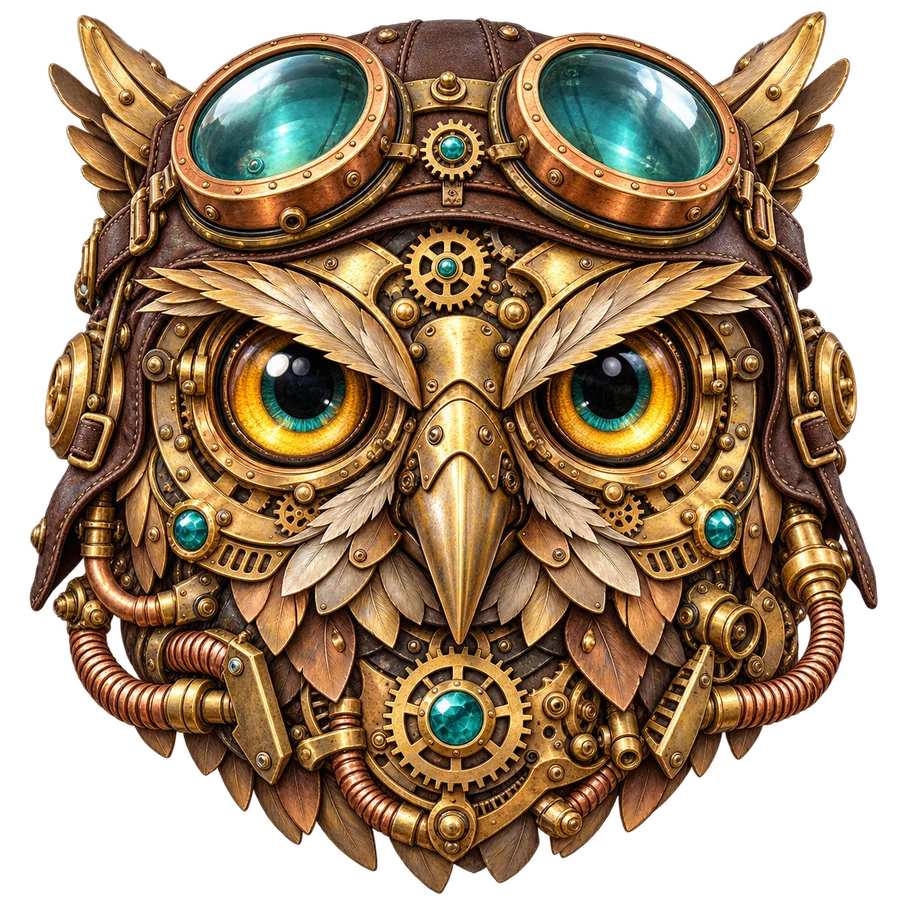 Steampunkuggla – tryckmotiv