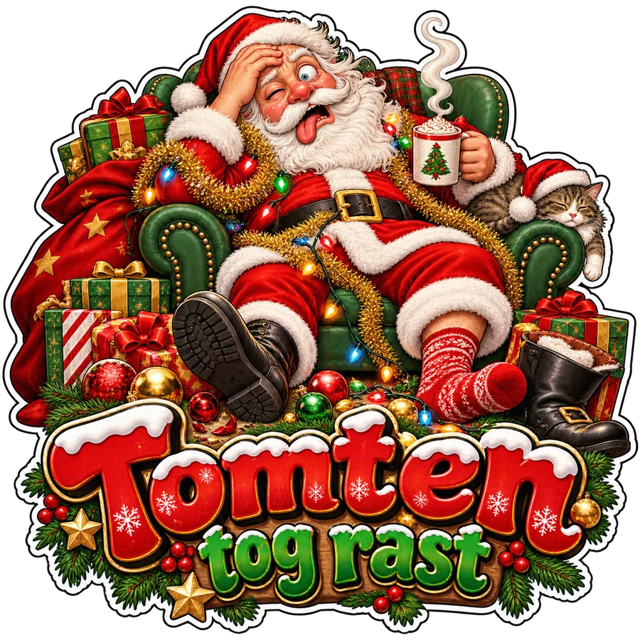 Tomten tog rast – tryckmotiv