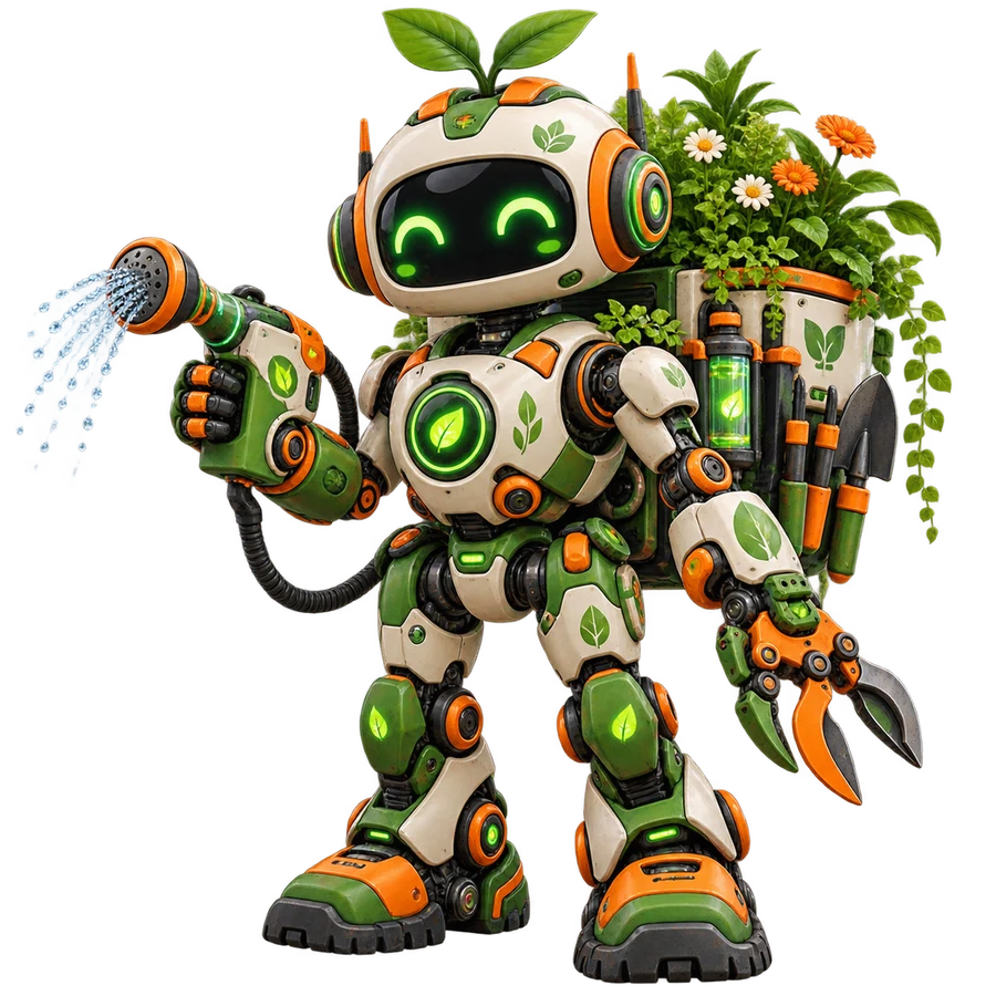 Trädgårdsrobot – grön – tryckmotiv